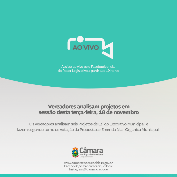 Vereadores analisam projetos em sessão desta terça-feira, 18 de novembro