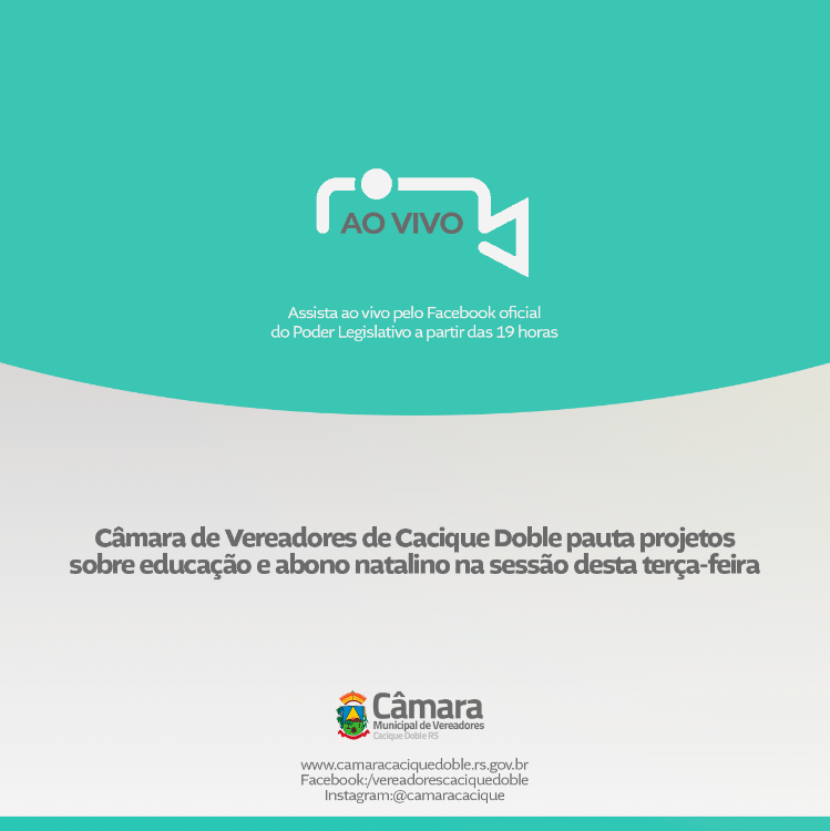 Câmara de Vereadores de Cacique Doble pauta projetos sobre educação e abono natalino na sessão desta terça-feira