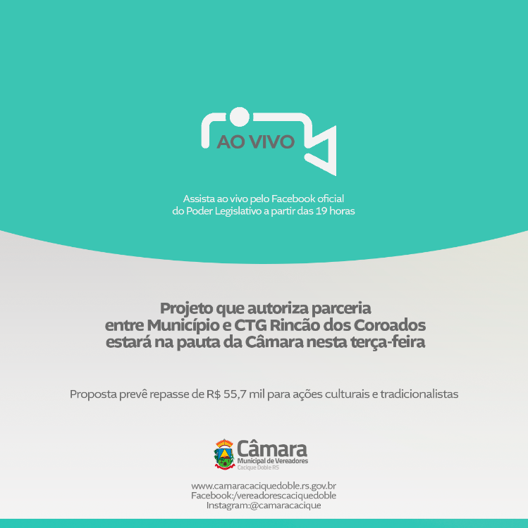Projeto que autoriza parceria entre Município e CTG Rincão dos Coroados estará na pauta da Câmara nesta terça-feira