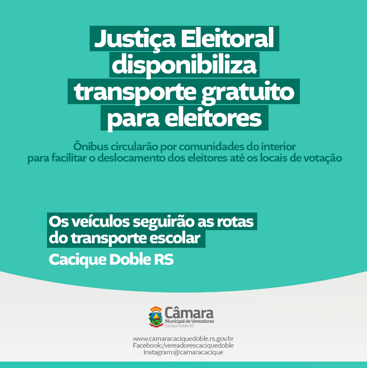 Justiça Eleitoral disponibiliza transporte gratuito para eleitores de Cacique Doble